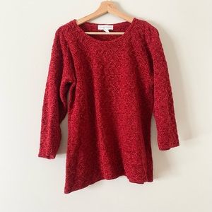 Casual Corner • Red Fuzzy Textured Sweater
